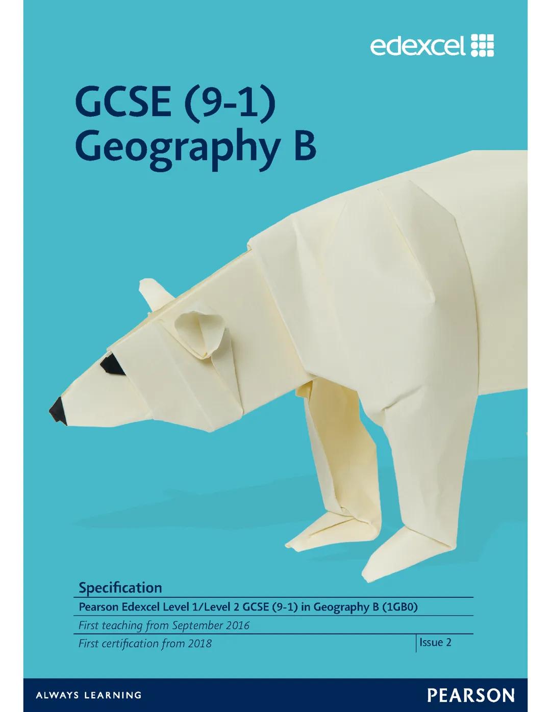 Edexcel B geography specification