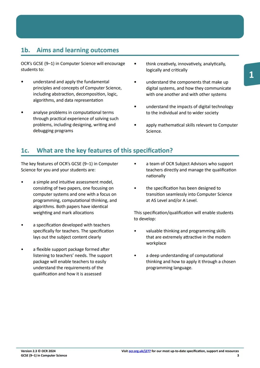 Qualification
Accredited
OCR
Oxford Cambridge and RSA
GCSE (9-1)
Specification
COMPUTER
SCIENCE
J277
For first assessment in 2022
X
2214
R23