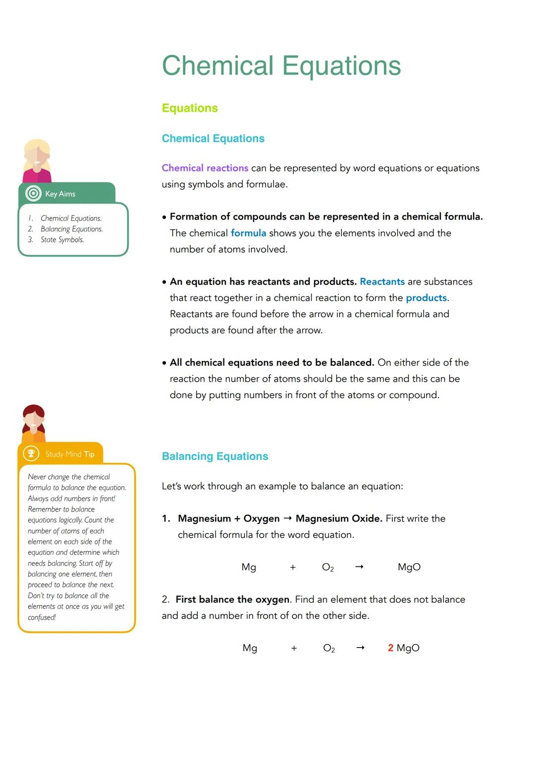 1.
Key Aims
Chemical Equations.
2. Balancing Equations.
3. State Symbols.
Chemical Equations
Equations
Chemical Equations
Chemical reactions