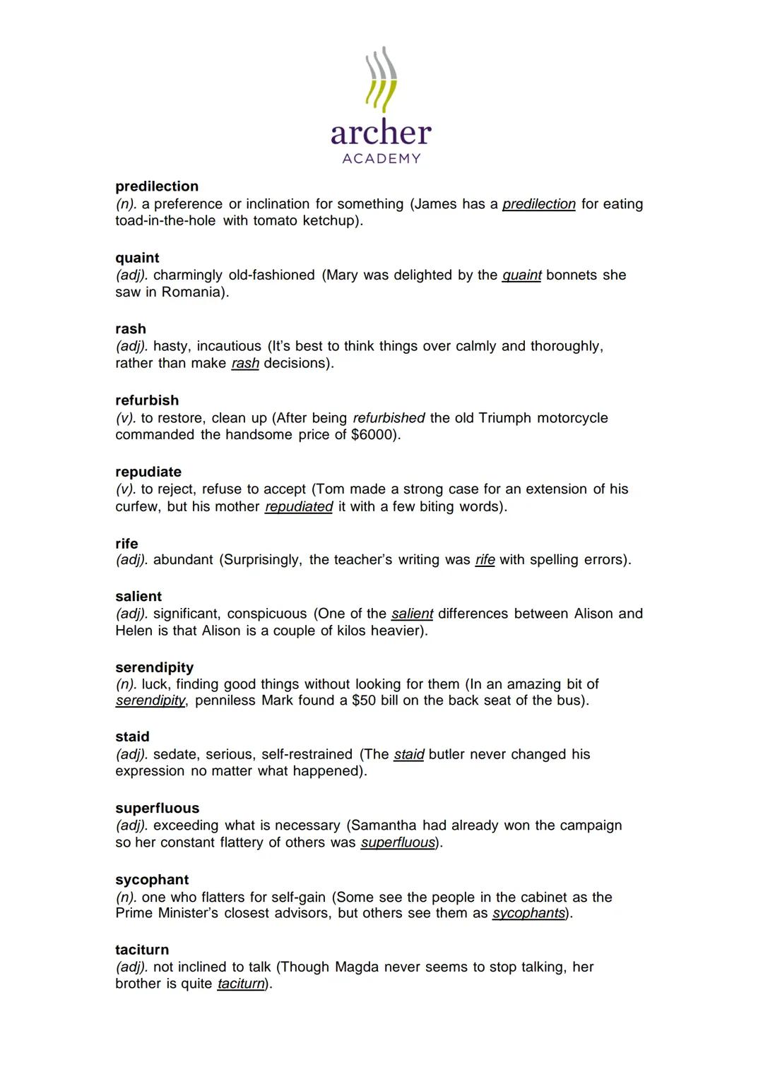 # archer
ACADEMY
## English GCSE - Level 9 Ready
100 words to sharpen your expression
"The limits of my language are the limits of my wor