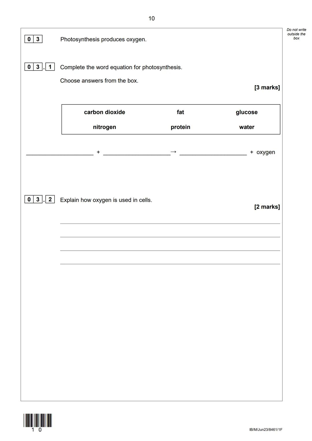 AQA
Please write clearly in block capitals.
Centre number
Surname
Forename(s)
Candidate signature
GCSE
BIOLOGY
Candidate number
I declare th