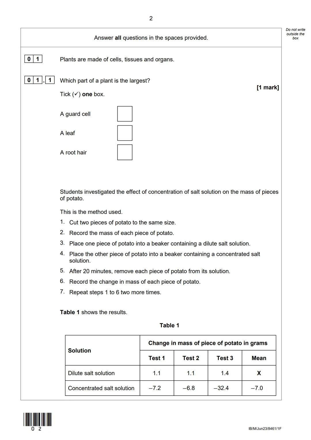 AQA
Please write clearly in block capitals.
Centre number
Surname
Forename(s)
Candidate signature
GCSE
BIOLOGY
Candidate number
I declare th