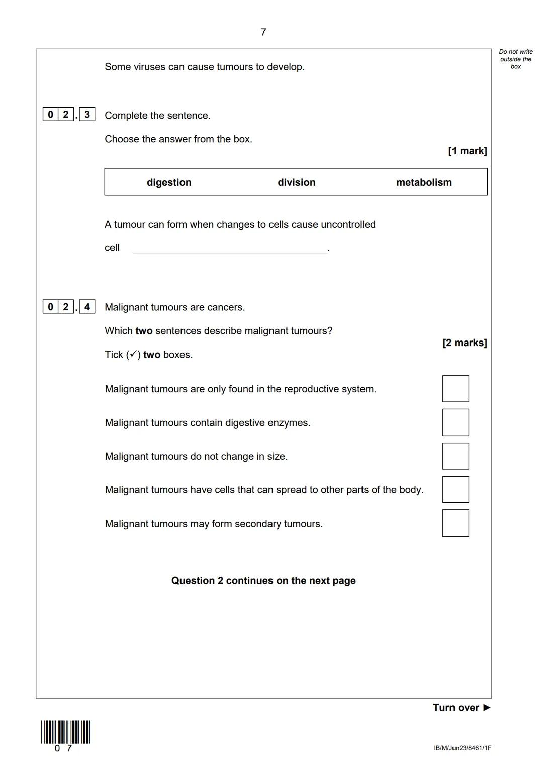 AQA
Please write clearly in block capitals.
Centre number
Surname
Forename(s)
Candidate signature
GCSE
BIOLOGY
Candidate number
I declare th