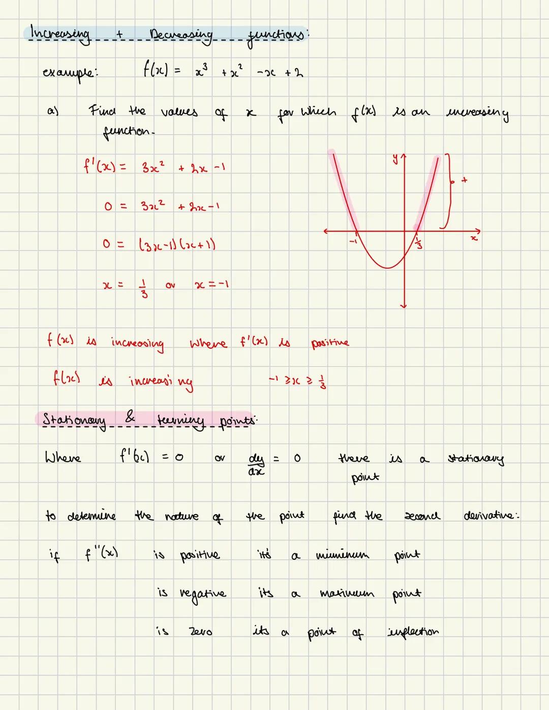 DIFFERENTIATON: fincing the graciout of a
furetion
Basics:
$\frac{dy}{dx}$= $x a^{x-1}$ y = $a^x$ 'times by the paver 1
then bring it down