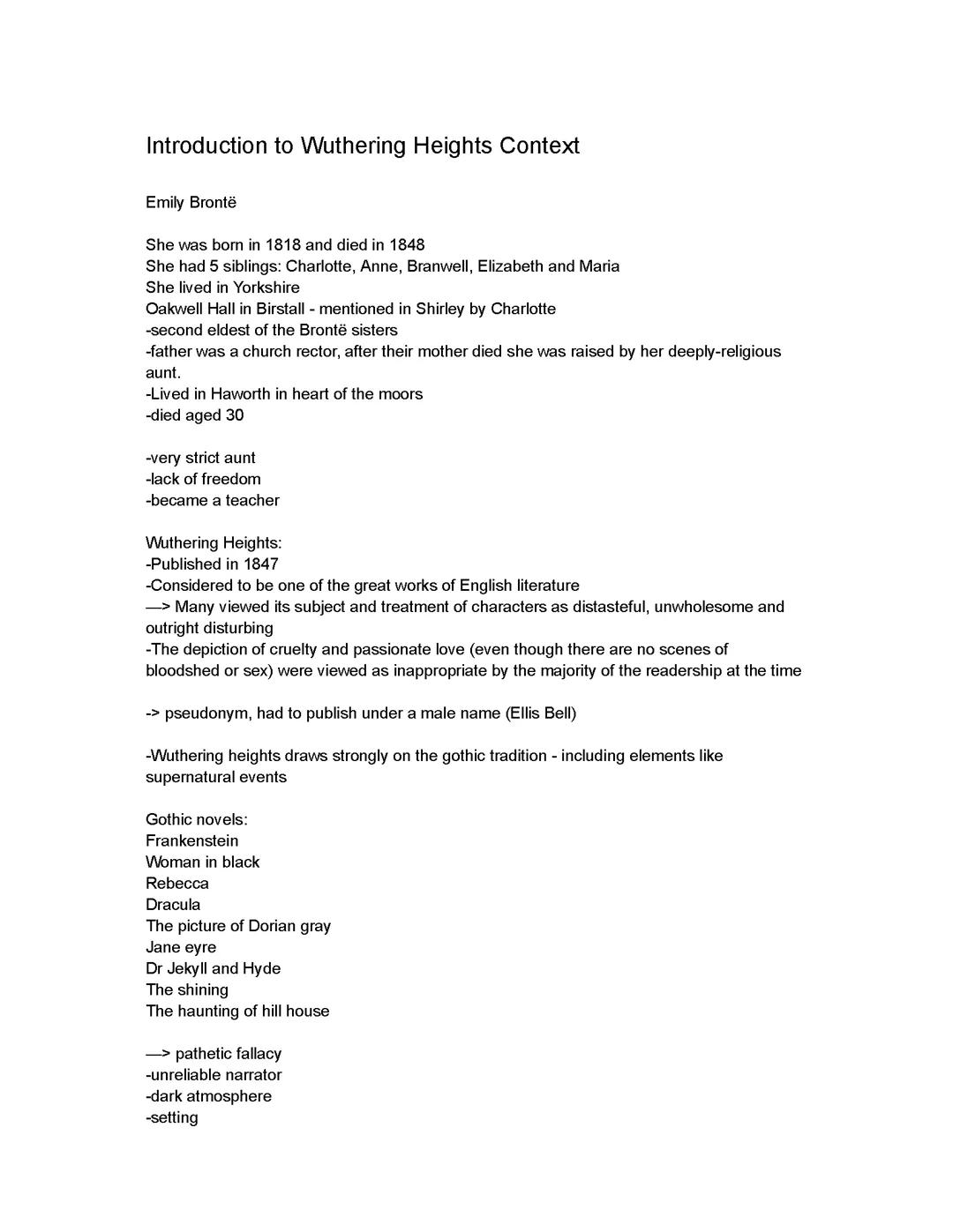 Wuthering Heights Context