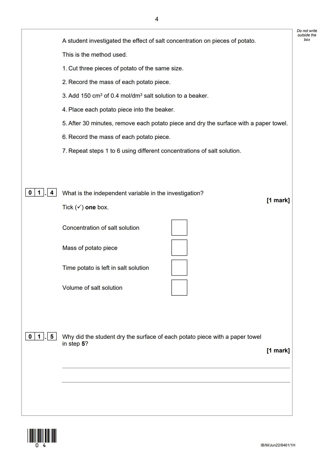AQA
Please write clearly in block capitals.
Centre number
Surname
Forename(s)
Candidate signature
I declare this is my own work.
GCSE
BIOLOG