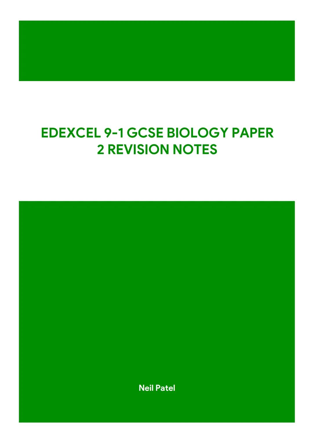 EDEXCEL 9-1 GCSE BIOLOGY PAPER
2 REVISION NOTES
Neil Patel GCSE Biology Paper 2
Key Concepts in Biology
Cells
Criteria-
Movement
Respiration