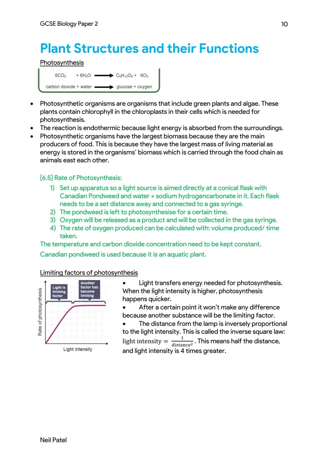 EDEXCEL 9-1 GCSE BIOLOGY PAPER
2 REVISION NOTES
Neil Patel GCSE Biology Paper 2
Key Concepts in Biology
Cells
Criteria-
Movement
Respiration