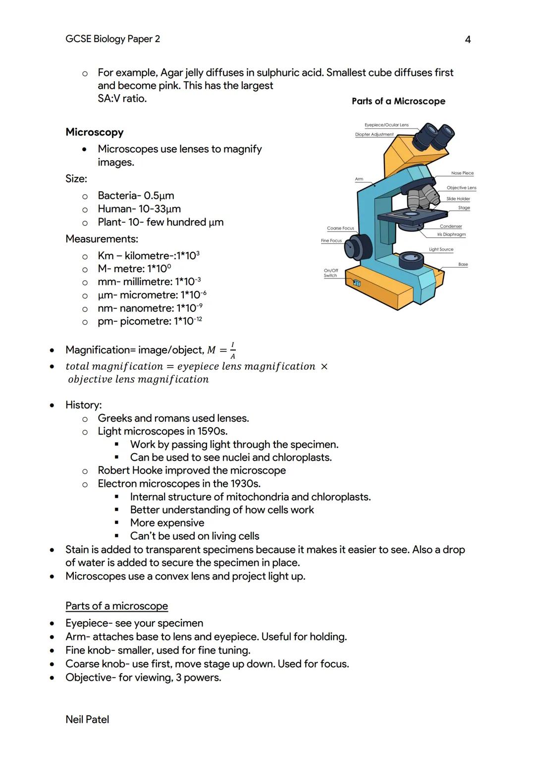EDEXCEL 9-1 GCSE BIOLOGY PAPER
2 REVISION NOTES
Neil Patel GCSE Biology Paper 2
Key Concepts in Biology
Cells
Criteria-
Movement
Respiration