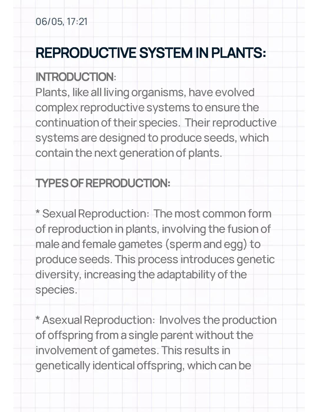 Reproductive System in Plants