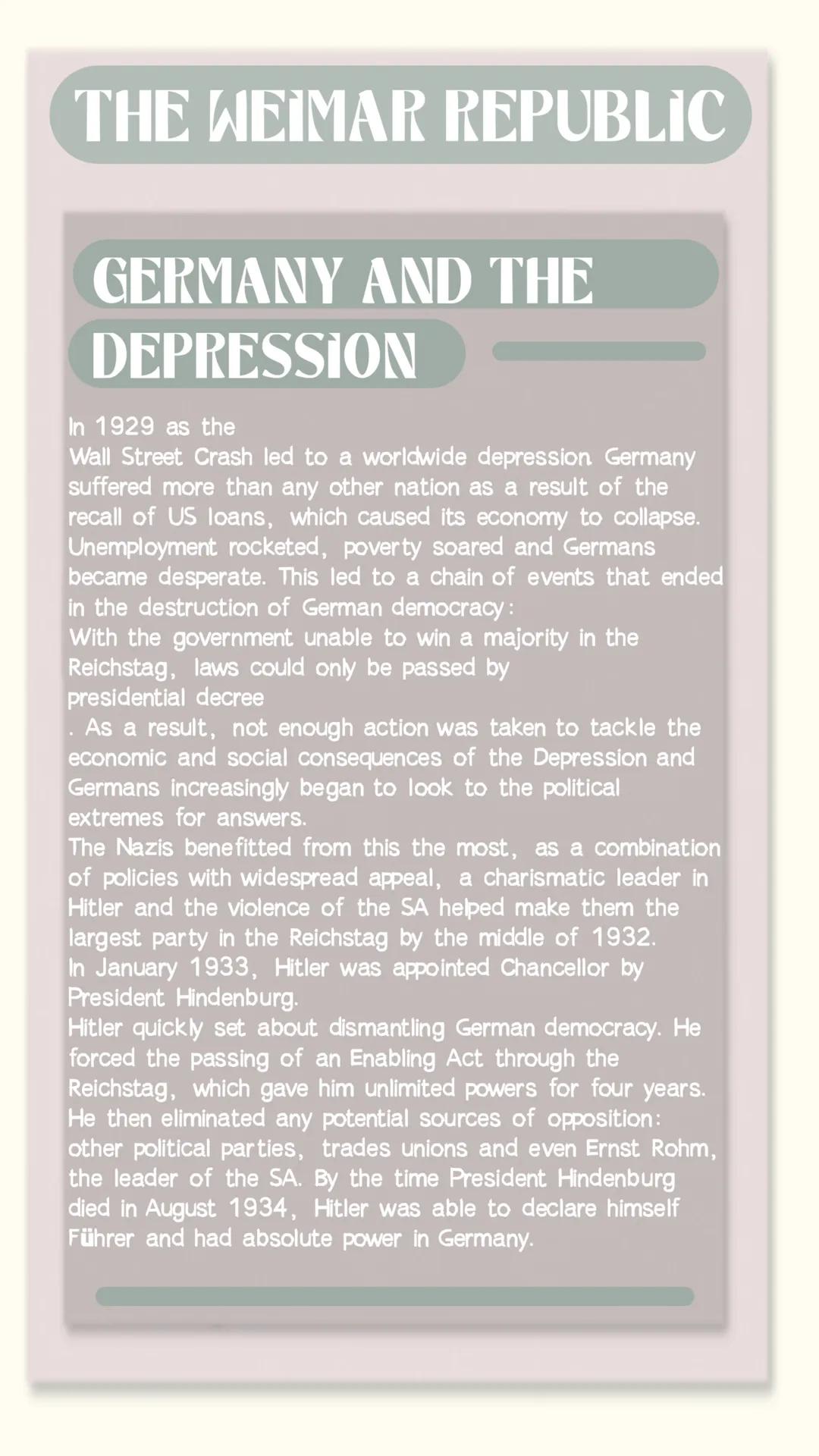THE WEIMAR REPUBLIC
DEMOCRACY AND
DICTATORSHIP IN
GERMANY
Germany underwent considerable change in the second
half of the 19th century. The