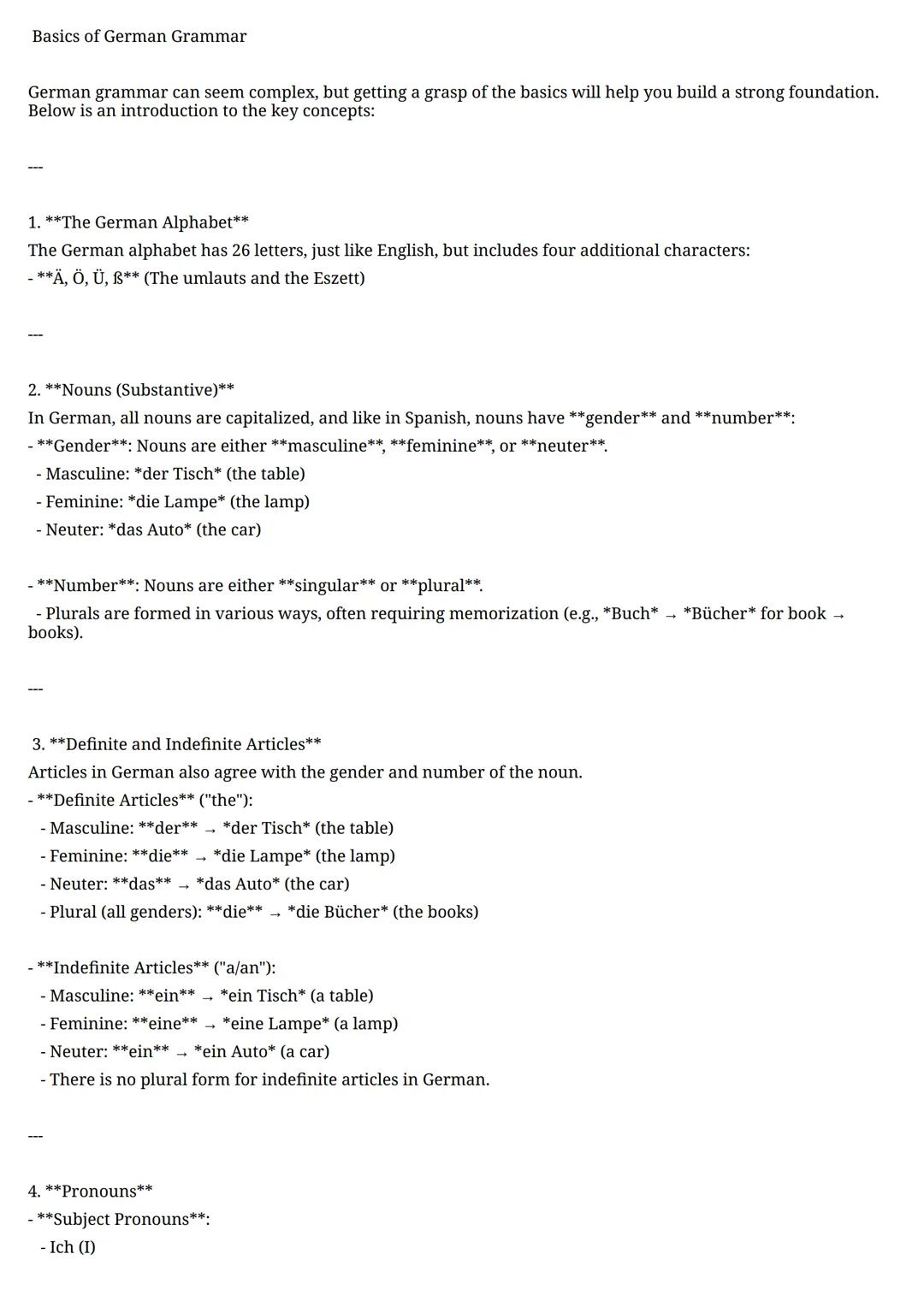 German grammar basics