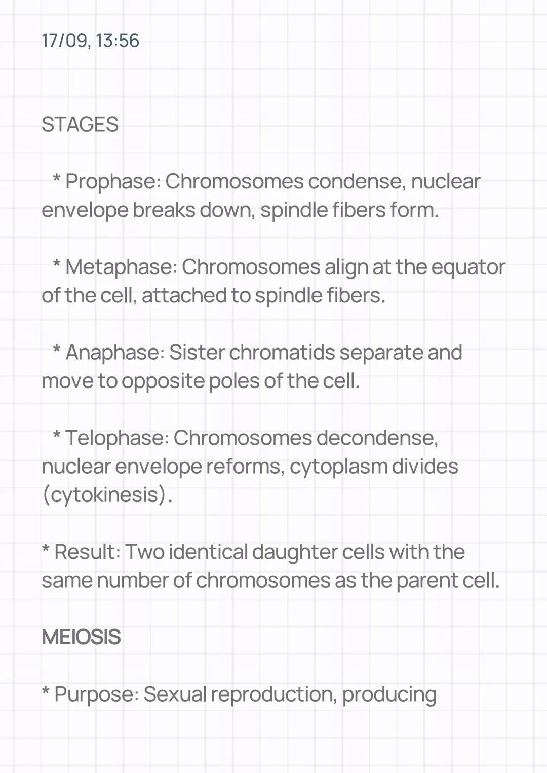 17/09, 13:56
MITOSIS AND MEIOSIS
INTRODUCTION
*Cell division: The process by which cells
reproduce, essential for growth, repair, and
develo