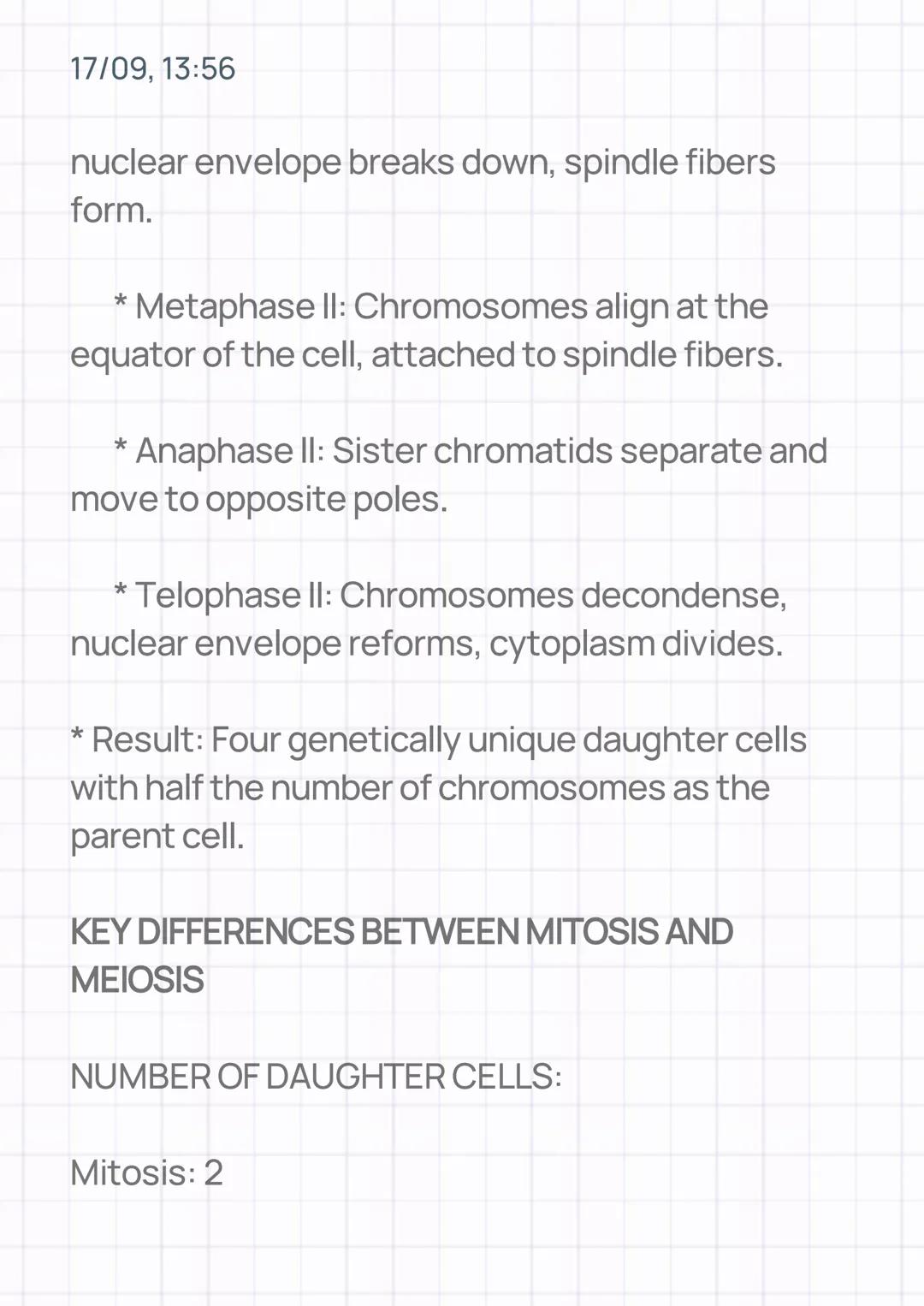 17/09, 13:56
MITOSIS AND MEIOSIS
INTRODUCTION
*Cell division: The process by which cells
reproduce, essential for growth, repair, and
develo