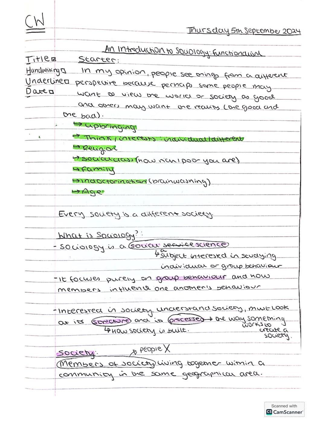 Sociology A Level Yr12