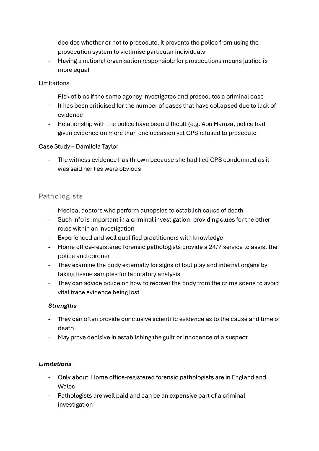 Unit 3 AC1.1
Evaluate the effectiveness of the roles of personnel involved in
criminal investigations
Scenes of crime officers (SOCO)
- H