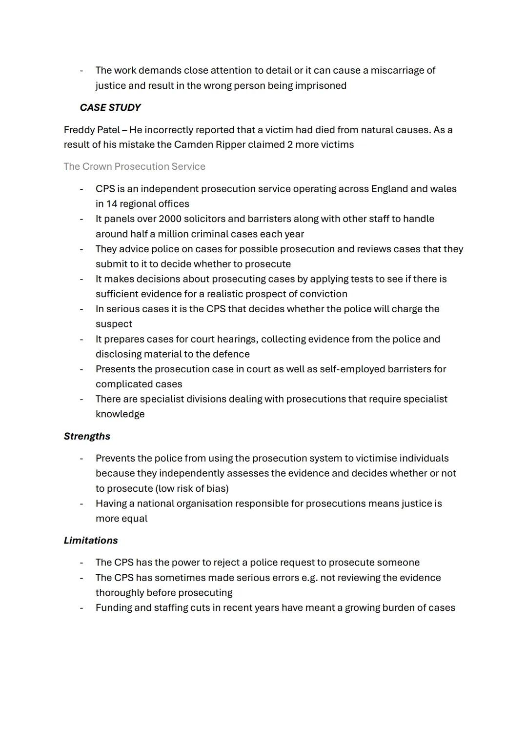 Unit 3 AC1.1
Evaluate the effectiveness of the roles of personnel involved in
criminal investigations
Scenes of crime officers (SOCO)
- H