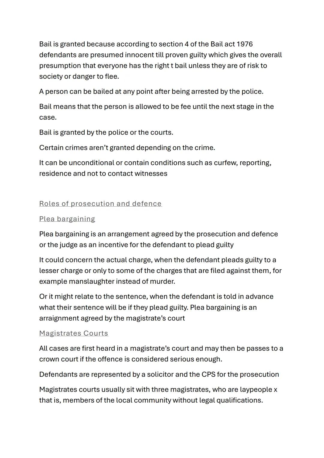 # AC2.2- Describe Trial Processes
No link to brief
4 marks
20 minutes
No case studies
Types of crime
Indictable cases a re tried in a