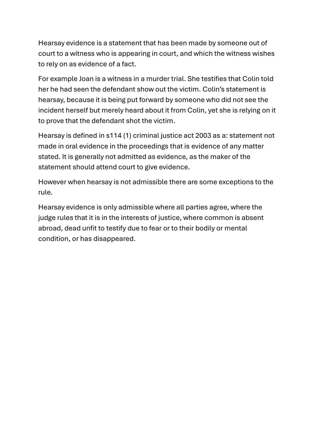 Unit 3 AC2.3
Understand rules in relation to the use of evidence in
criminal cases
20 minutes
4 marks
No link to brief
1. RELEVANCE & A
