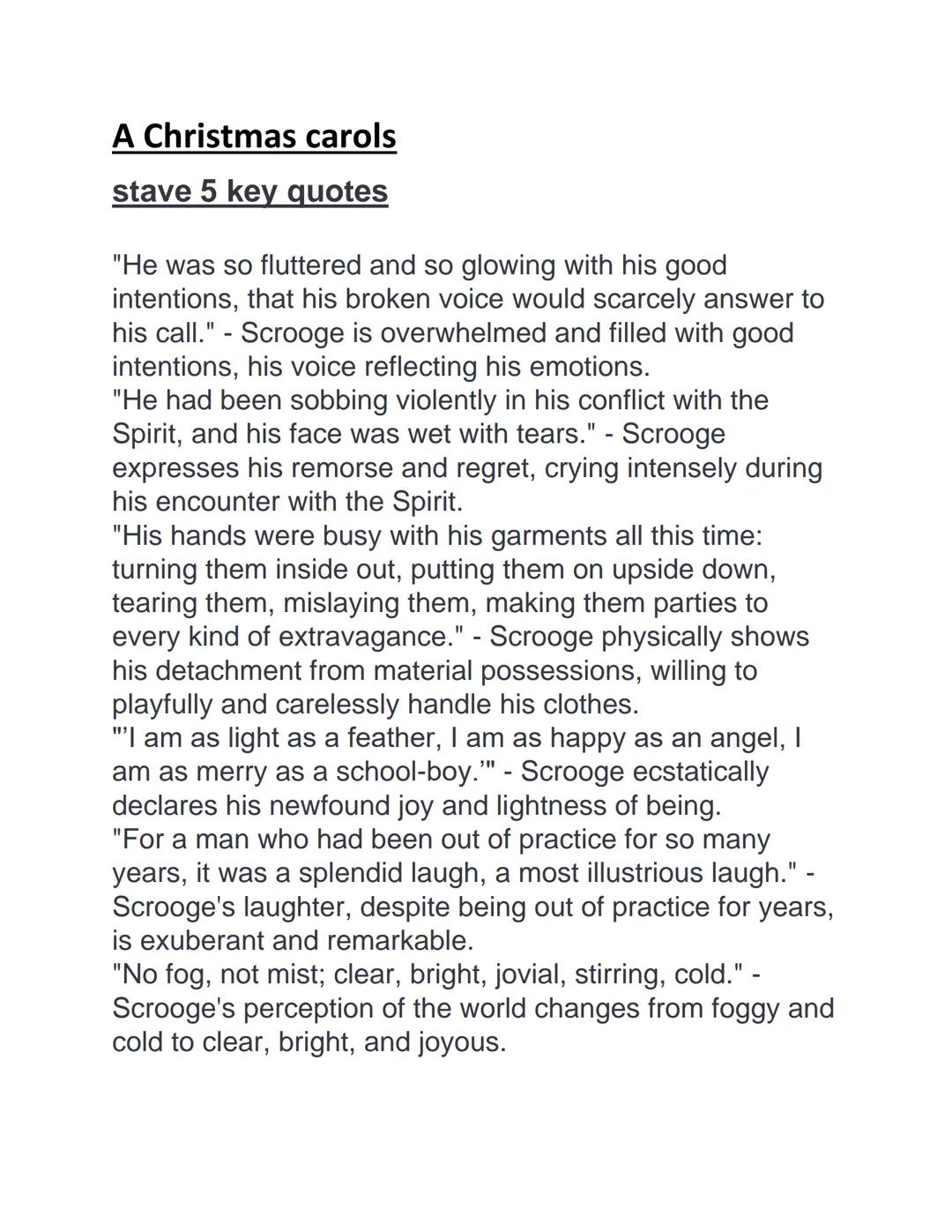 A Christmas carols - stave 5 key quotes