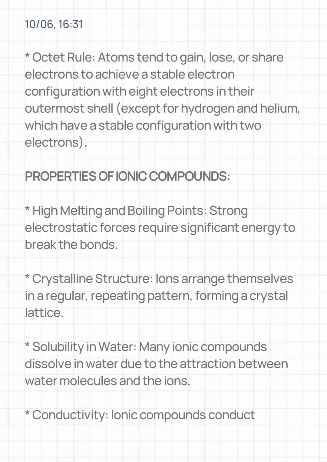 10/06, 16:31
# IONIC BONDING
lonic bonding is a type of chemical bond formed
through the electrostatic attraction between
oppositely charg