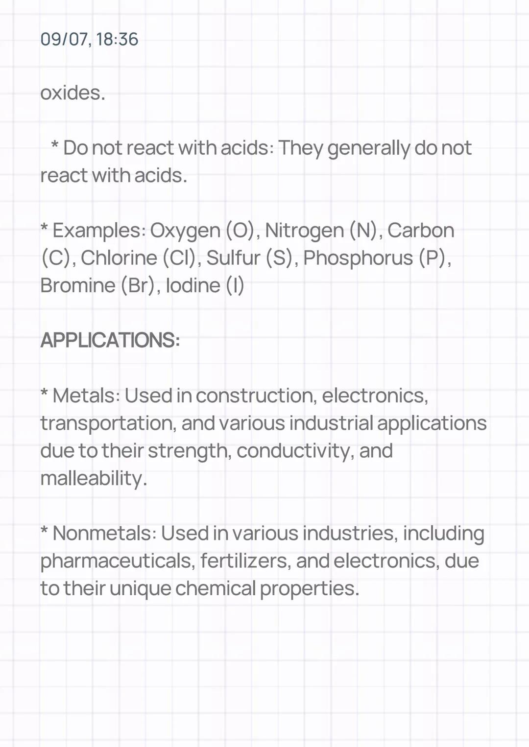 09/07, 18:36
# METALS AND NON METALS
METALS:
PHYSICAL PROPERTIES:
* Good conductors of heat and electricity: Due
to the presence of fr