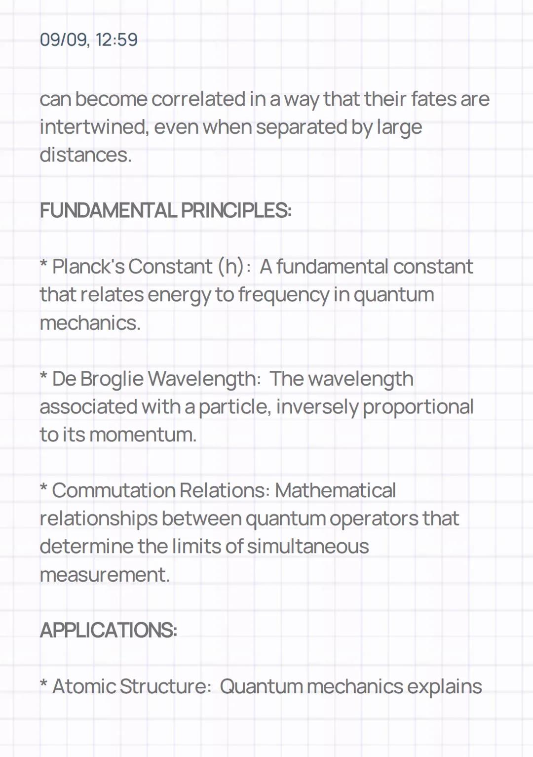 09/09, 12:59
QUANTUM MECHANICS
INTRODUCTION:
Quantum mechanics is a fundamental theory in
physics that describes the physical properties of