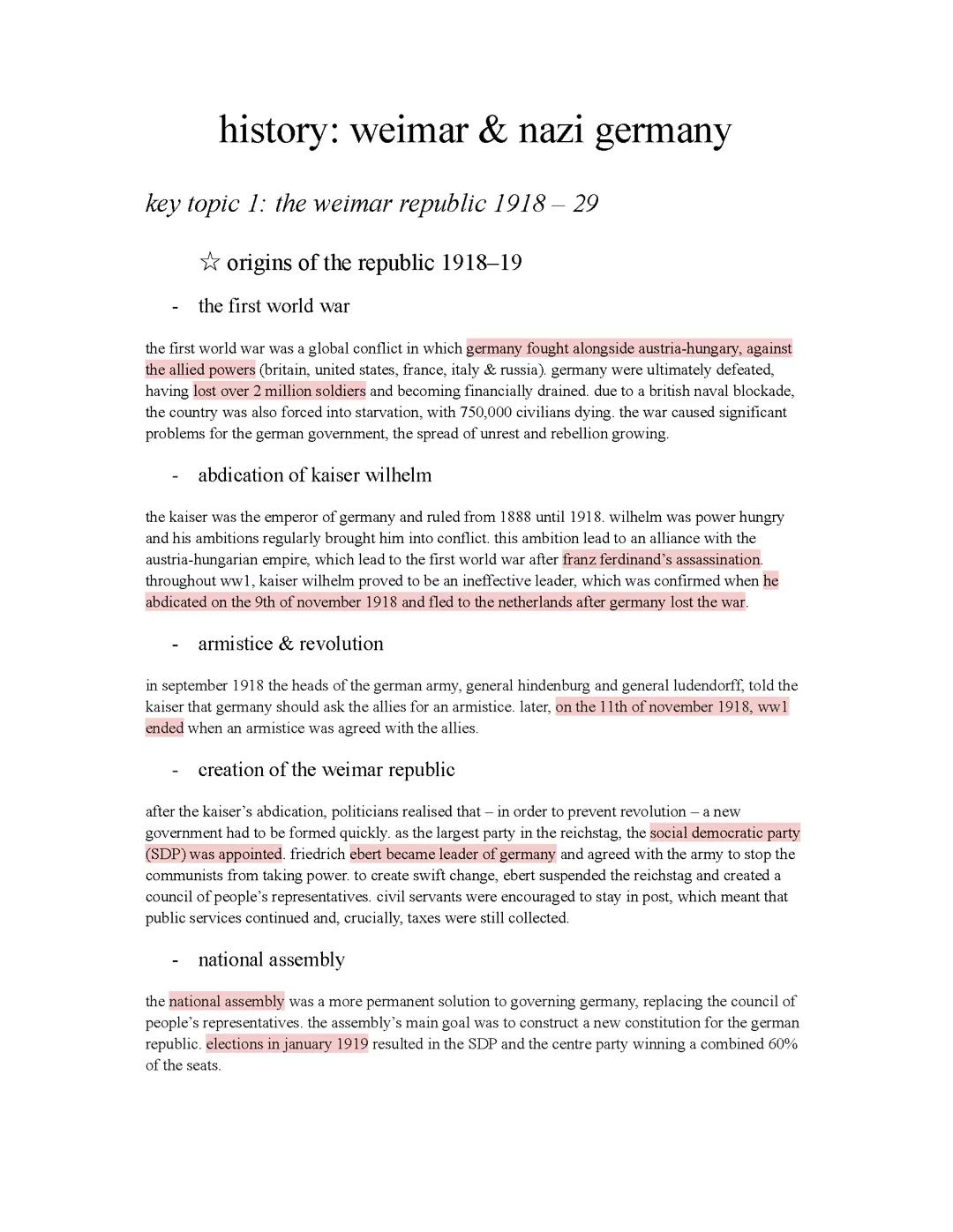 gcse | history: weimar & nazi germany