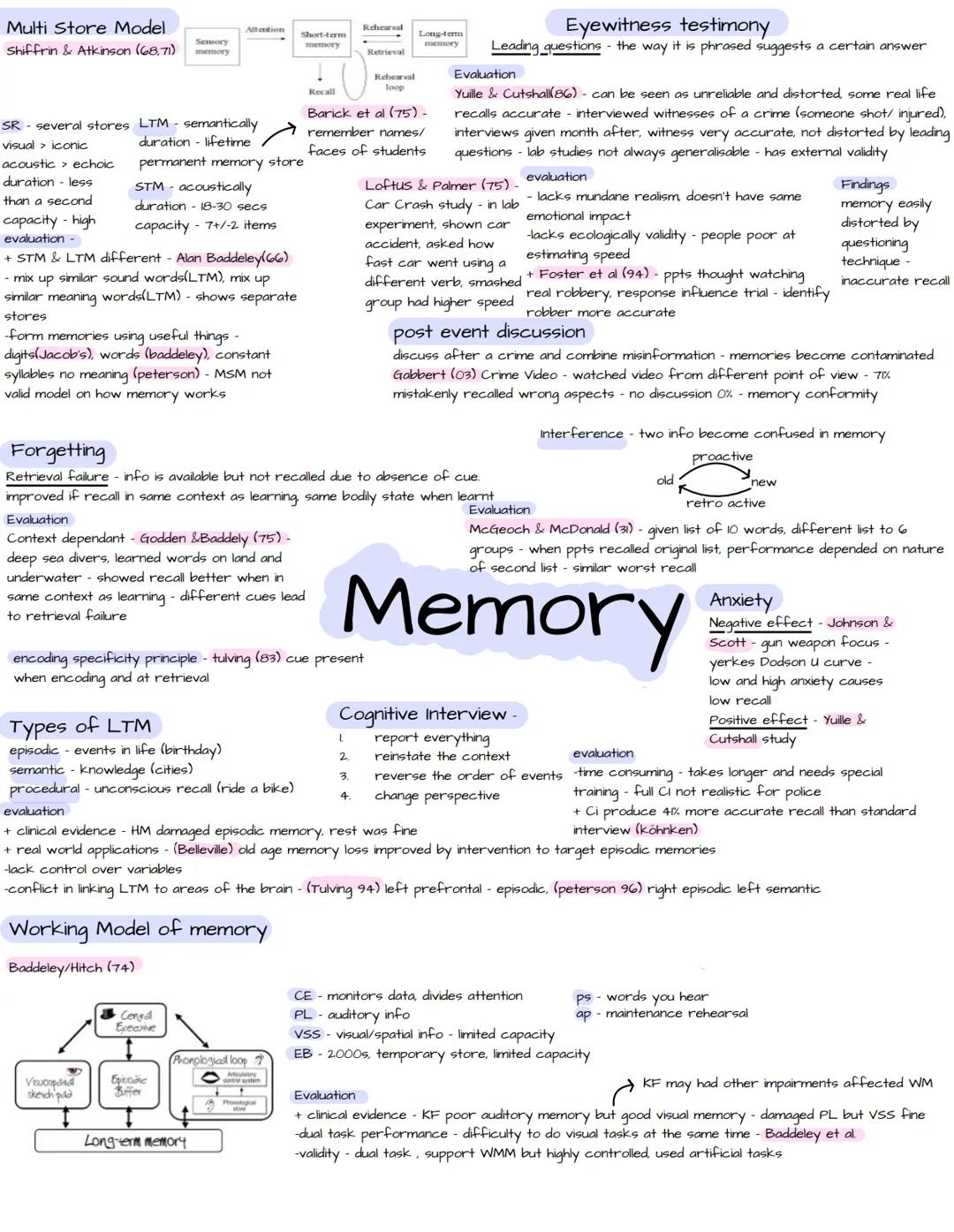 Multi Store Model
Shiffrin & Atkinson (68,71)
memory
SR several stores
visual > iconic
acoustic > echoic
duration less
than a second
capacit