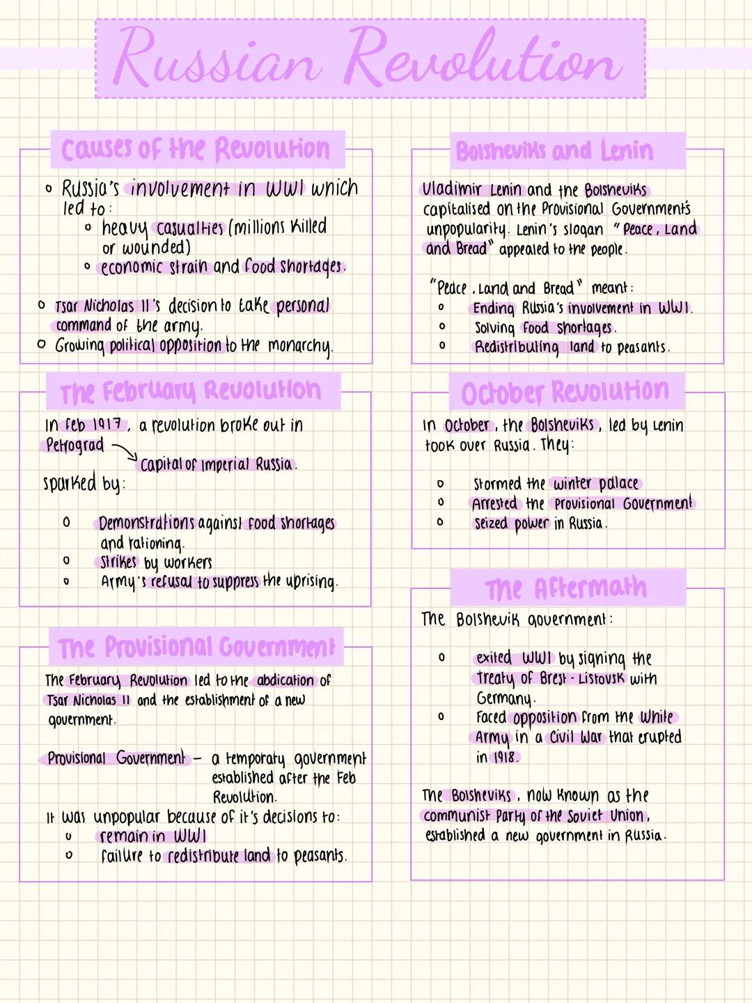 Russian Revolution Events and Causes