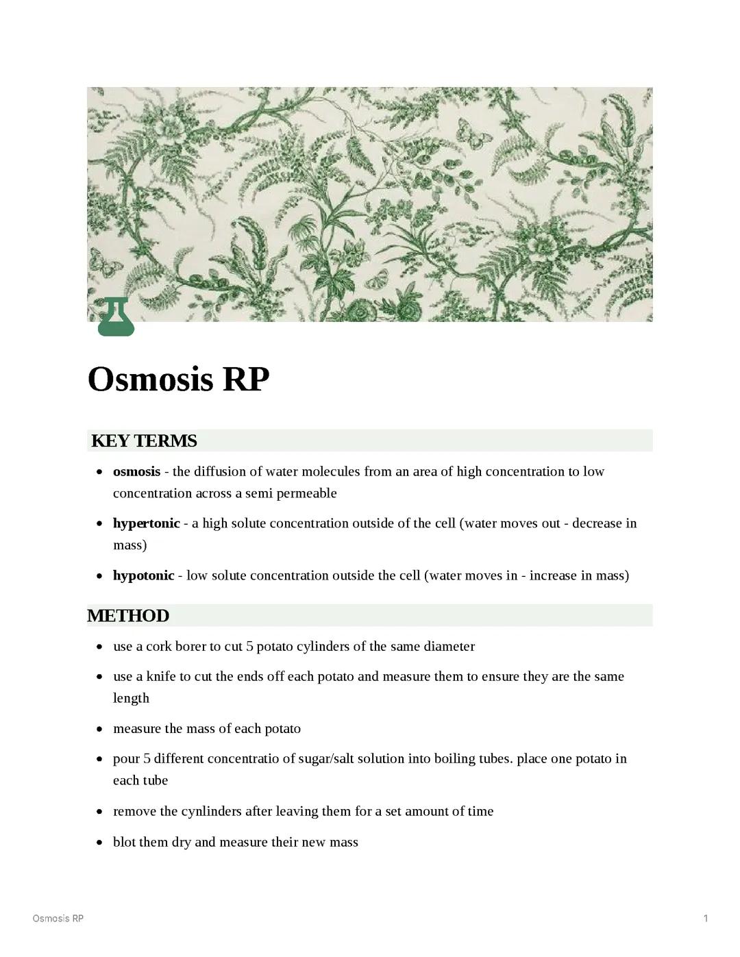 Osmosis Required Practical