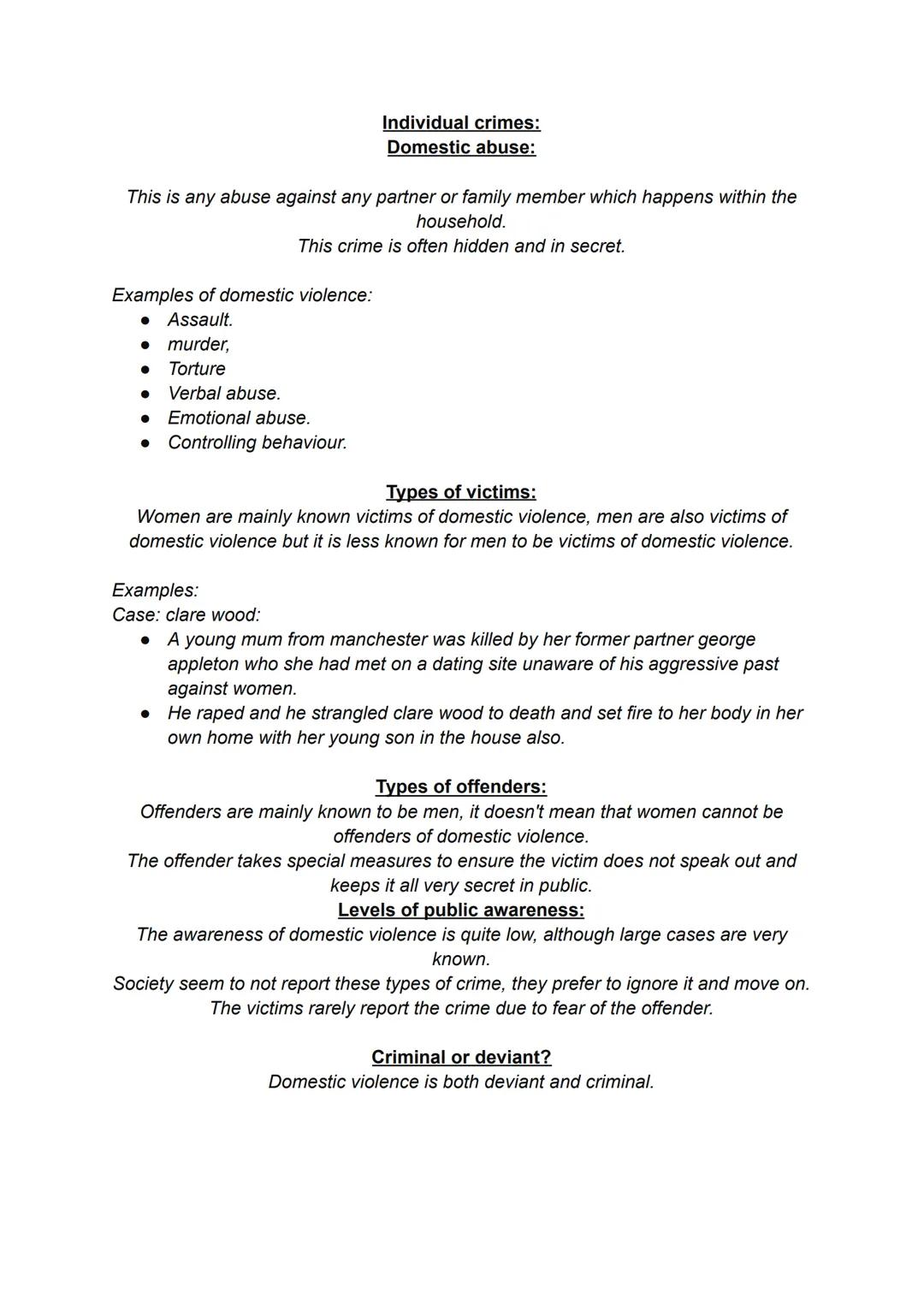 White collar crime:
The type of offence:
Usually non violent crimes, these are usually committed in commercial situations in order to
get f