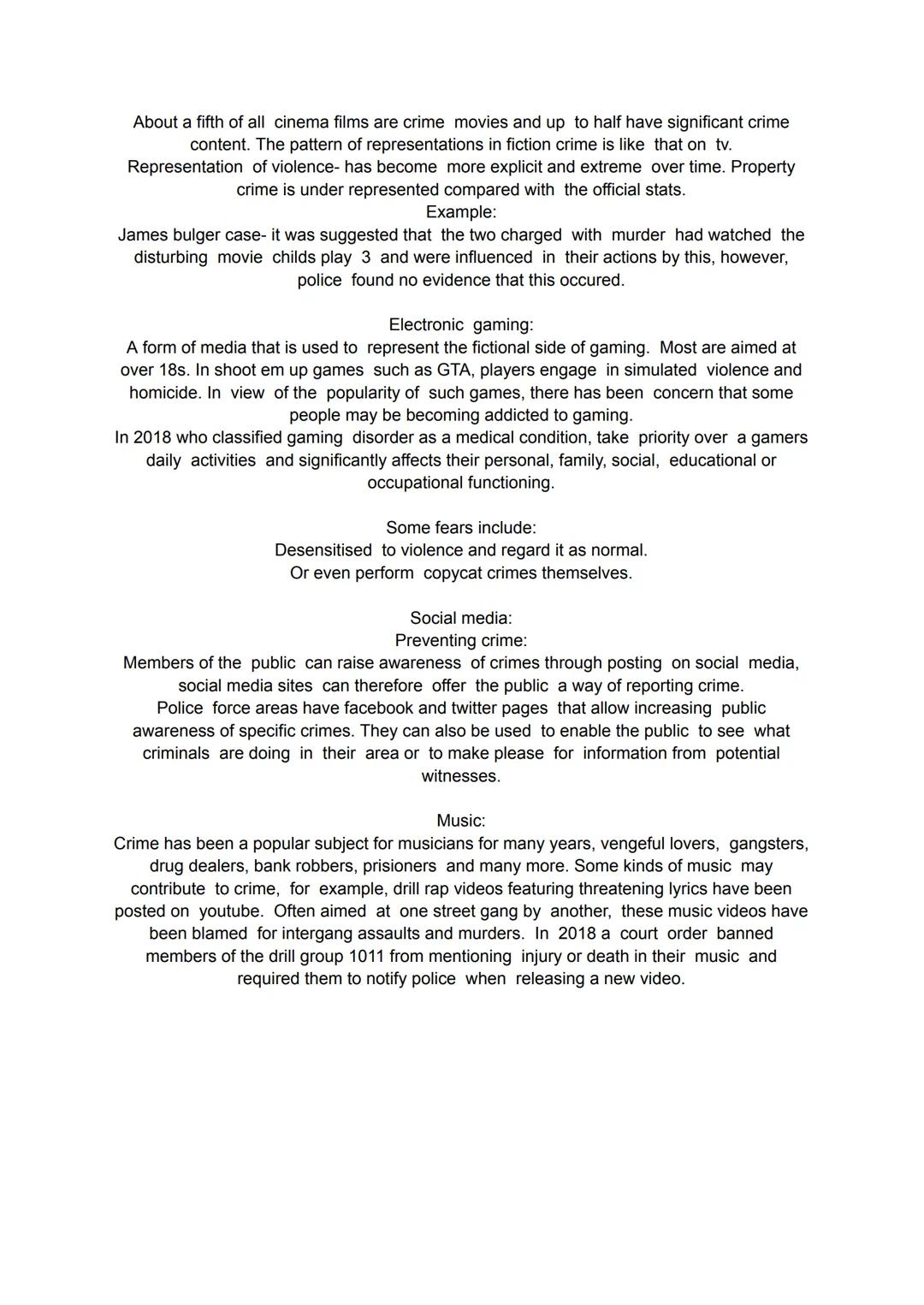 •
Ac 1.4
Describe the media representation of crime:
Key terms:
Tabloid: popular press, small pages, many pictures, short stories, e.g the s