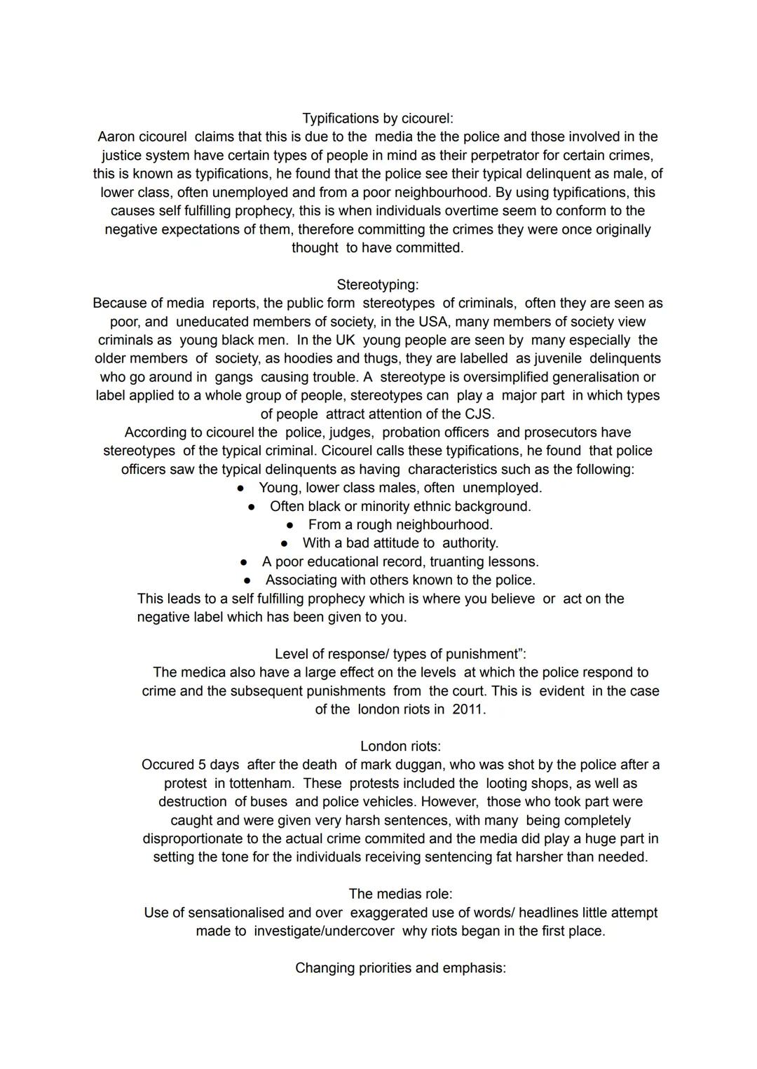 Ac 1.5
Explain the impact of the media representations of the public perception of crime
Moral panic:
• The medias representations of crime