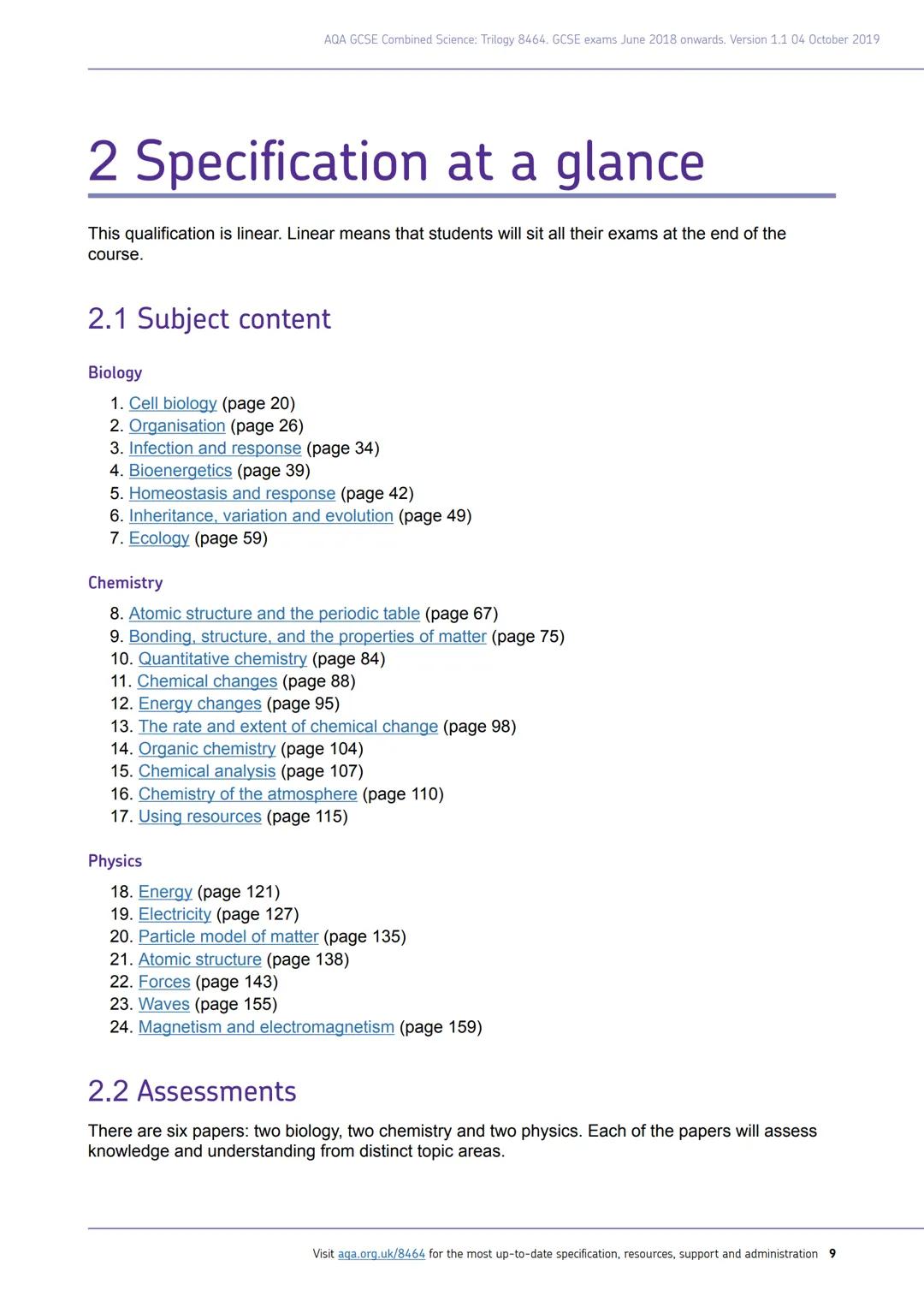 AQA
Realising potential
GCSE
COMBINED
SCIENCE:
TRILOGY
(8464)
Specification
For teaching from September 2016 onwards
For exams in 2018 onwar