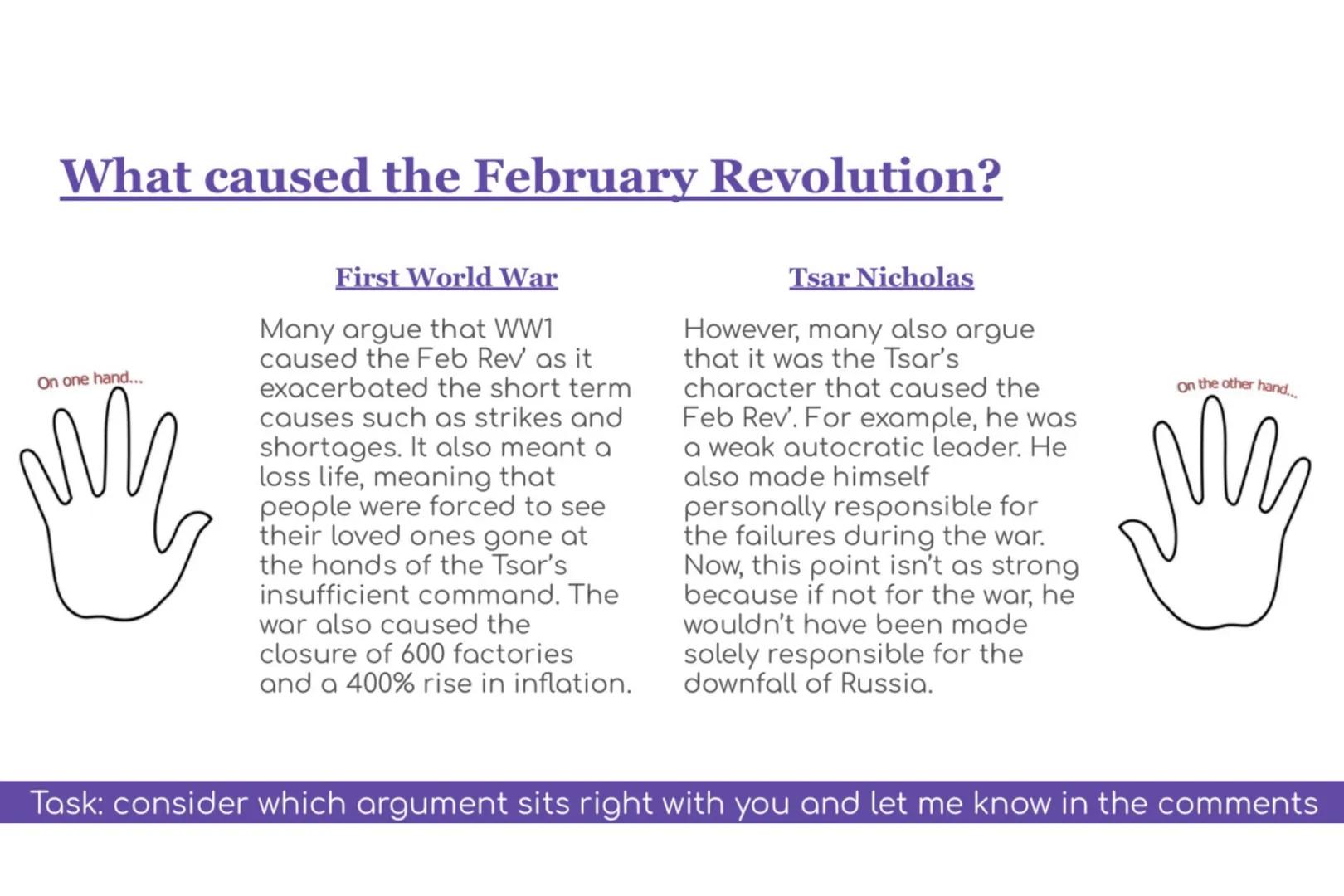 What caused the February
Revolution of 1917?
By Mr Keaton
Revolution: a forcible overthrow of a government or social
order, in favour of a n
