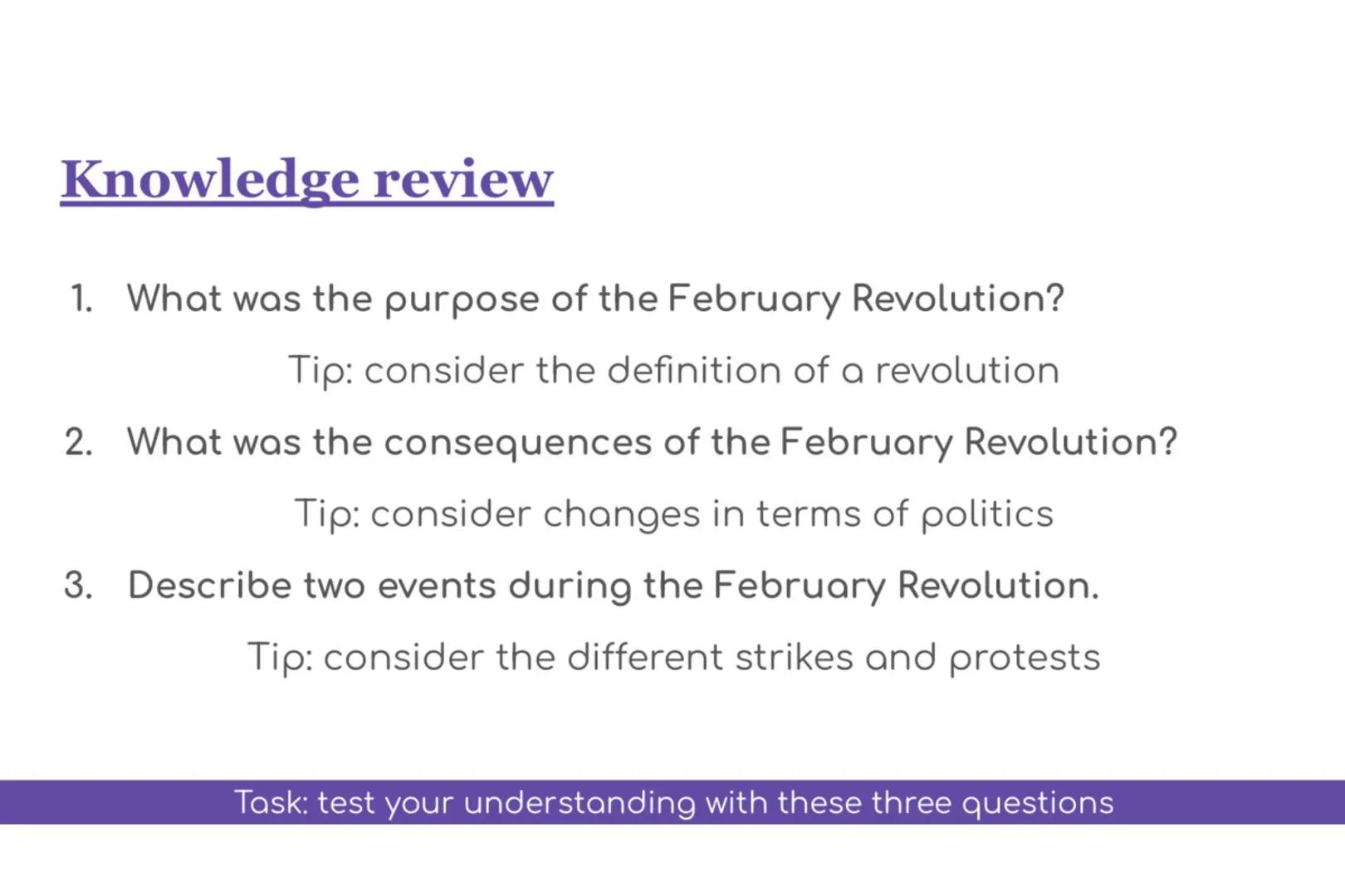 What caused the February
Revolution of 1917?
By Mr Keaton
Revolution: a forcible overthrow of a government or social
order, in favour of a n