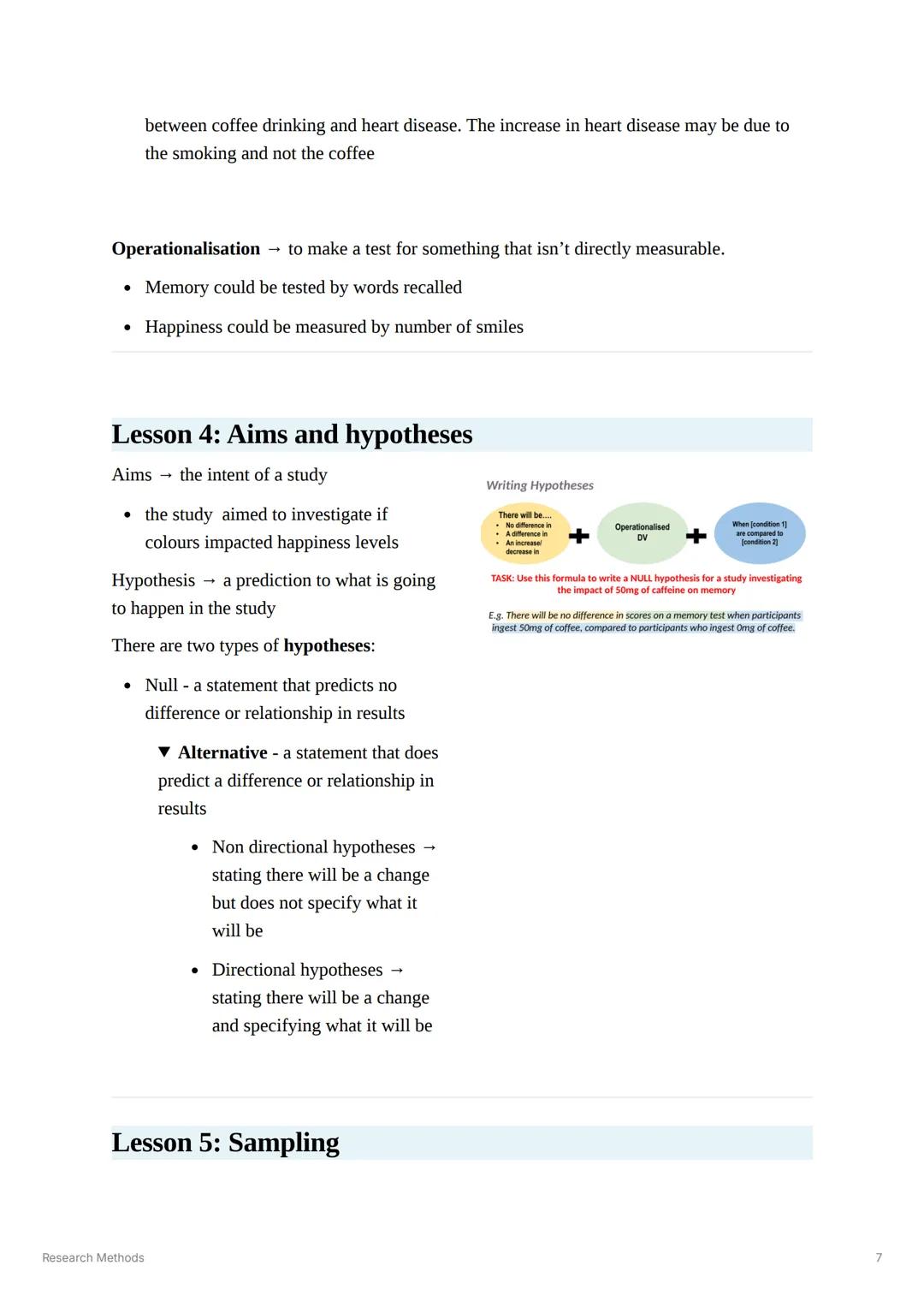 4.2.3.1 Scientific processes
โข Aims: stating aims, the difference between aims and hypotheses.
โข
.
โข
Hypotheses: directional and non-directi
