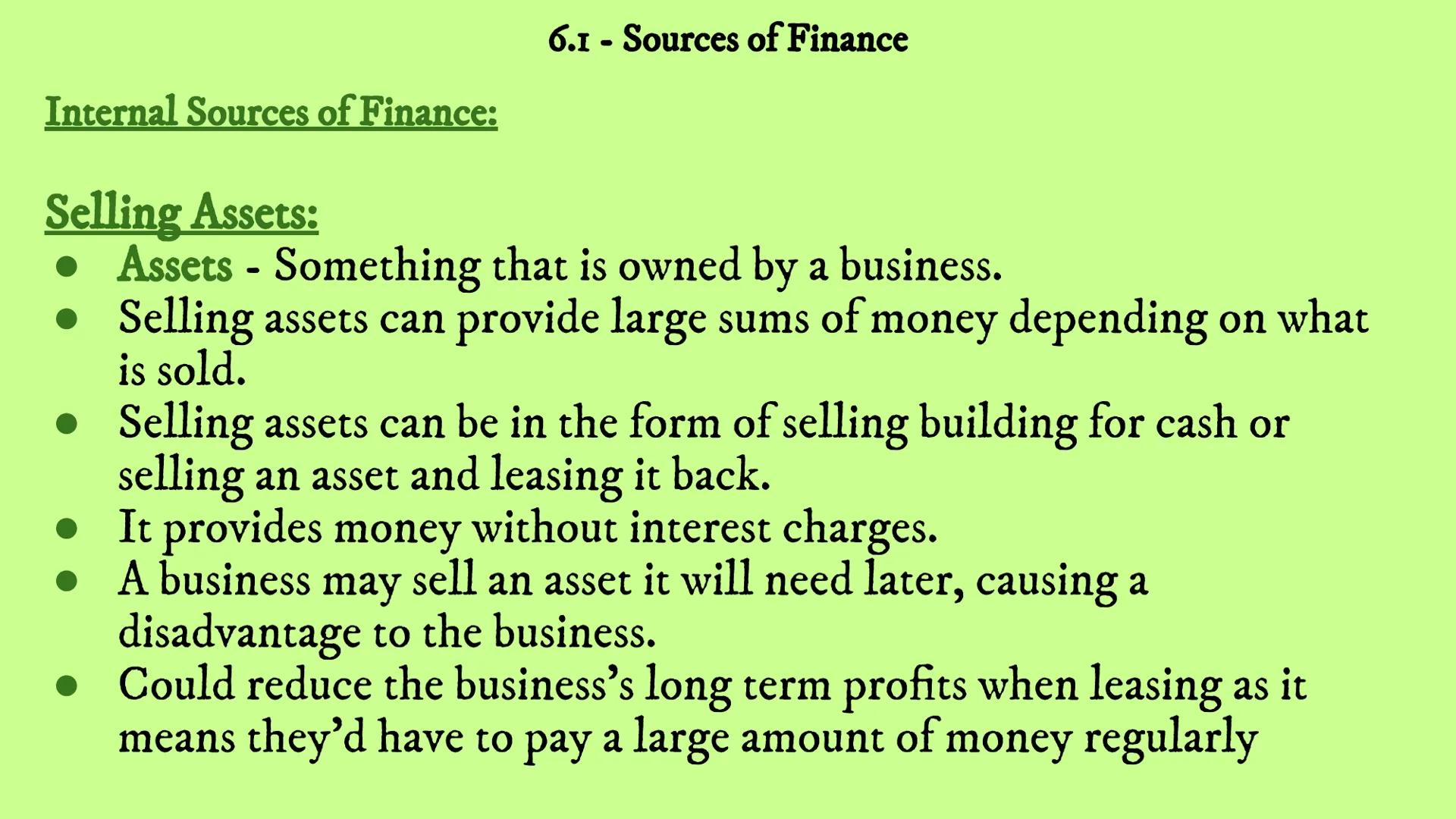 # Business Revision
## Unit 6 - Finance
### 6.1 6.2 6.3 6.4 6.I - Sources of Finance Reasons for raising finance:
New Businesses:
6.1 -