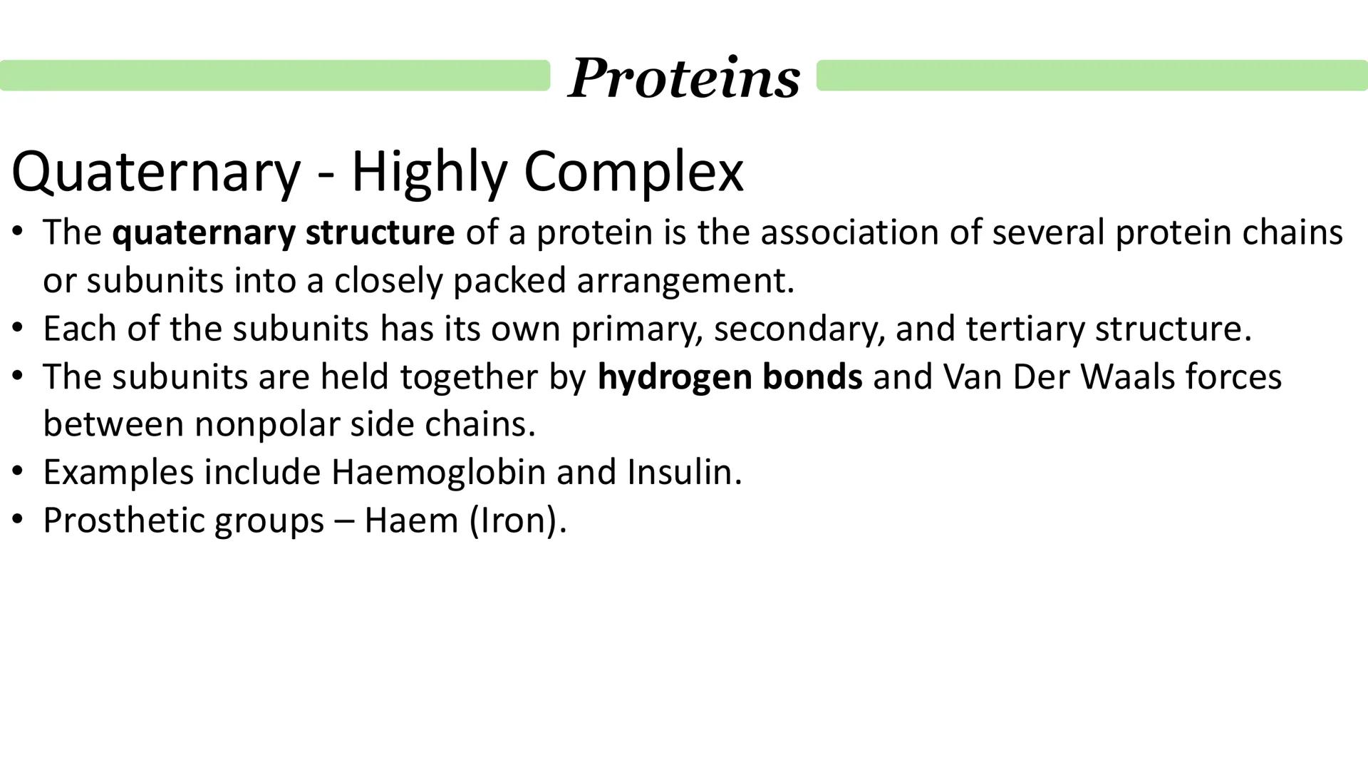 Proteins
What are proteins?
Proteins are a diverse group of large and complex polymer molecules, made up of long chains of amino acids.
→ A