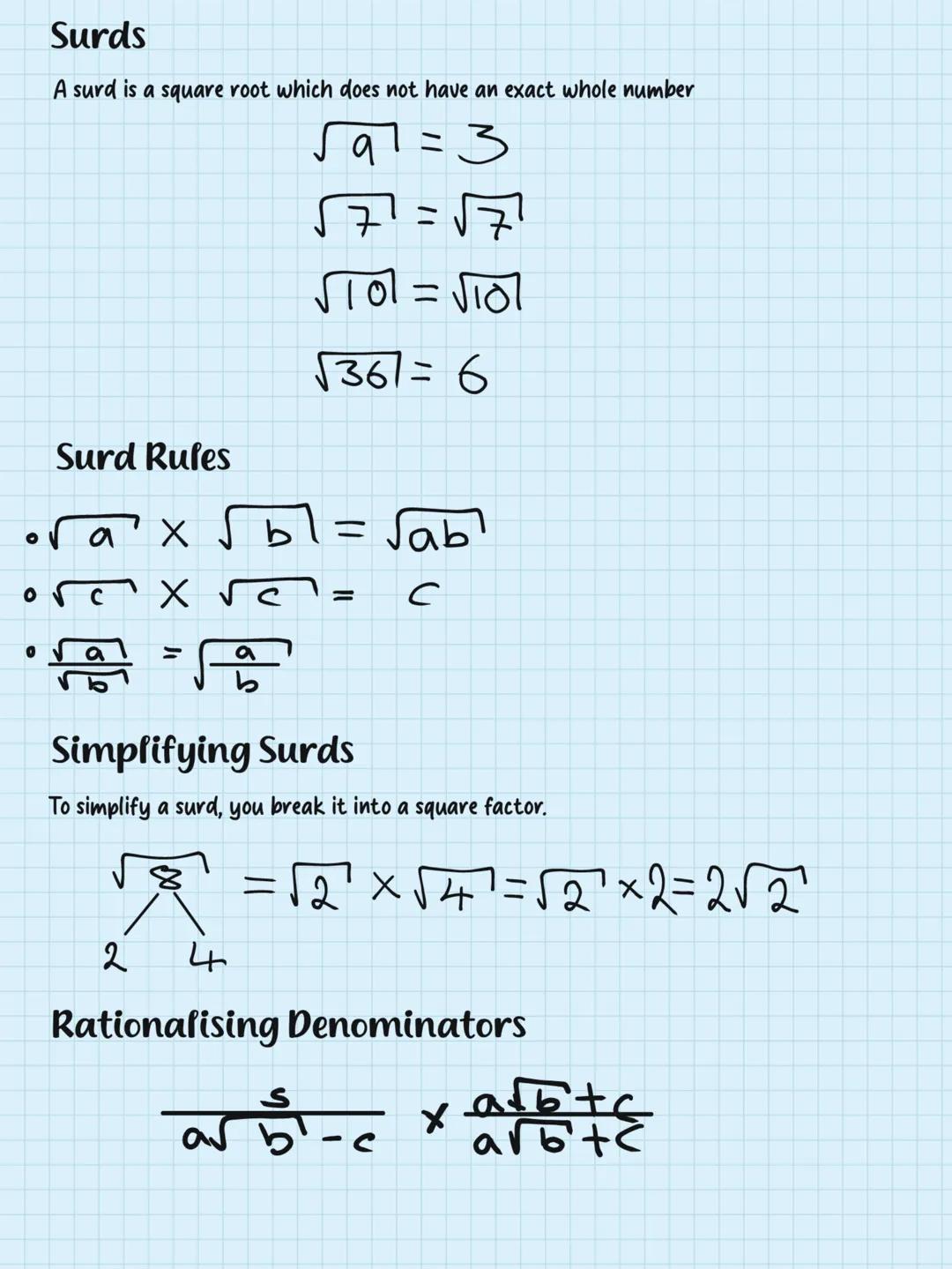 Algebra
and
Quadratics Rationalising Denominators
Quadratic Simultaneous Equations
Solving Quadratic Equations
-Index Laws
Regions
Linear Si