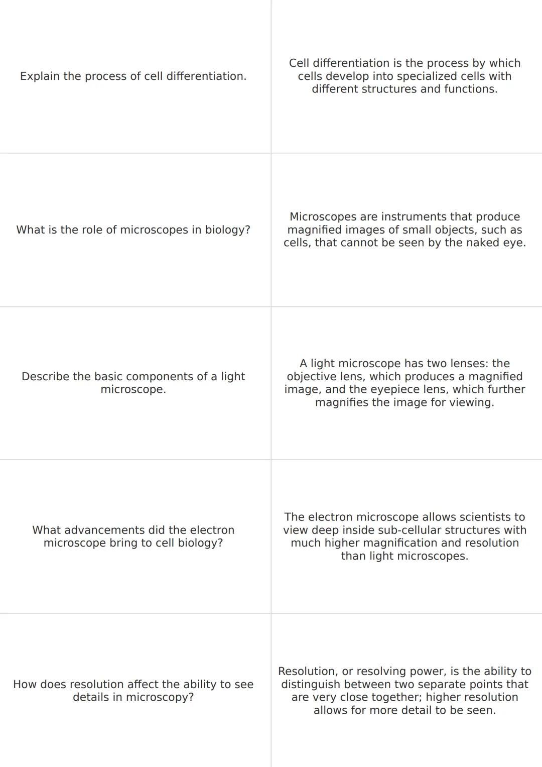 Describe the two main types of cells.
The two main types of cells are eukaryotic
and prokaryotic. Eukaryotic cells are larger
and more compl