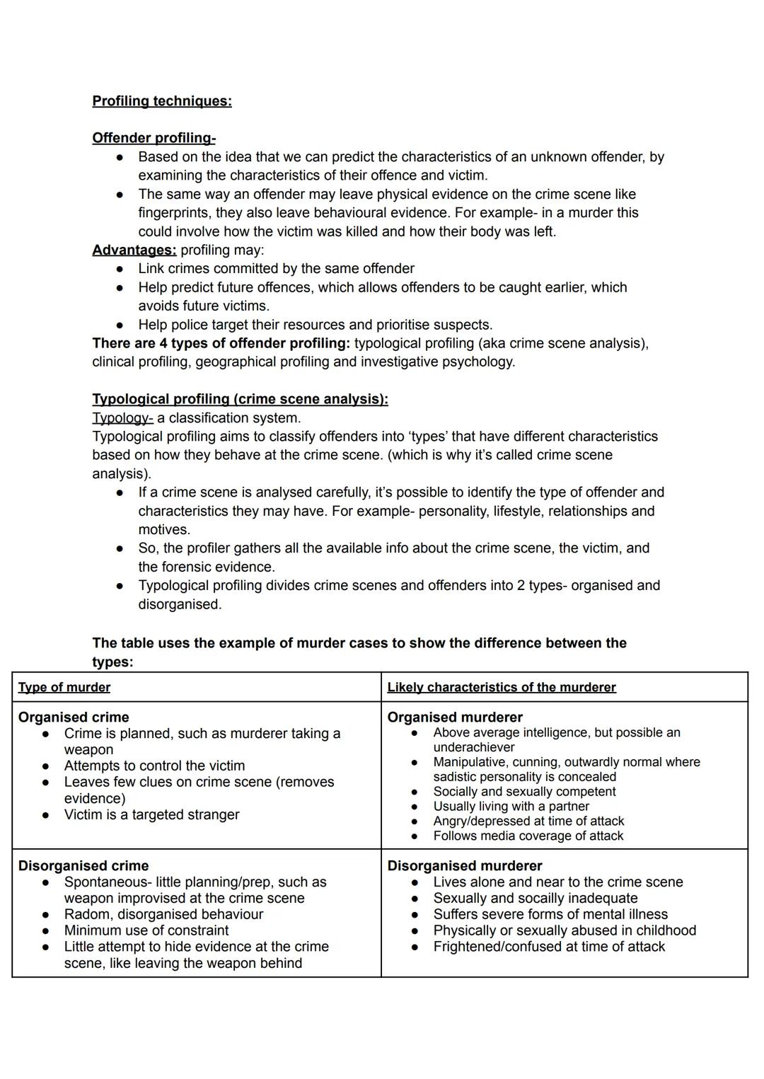 Forensic techniques:
'Forensics'- refers to the scientific techniques and tests used to assist in investigating crime.
There are a range of
