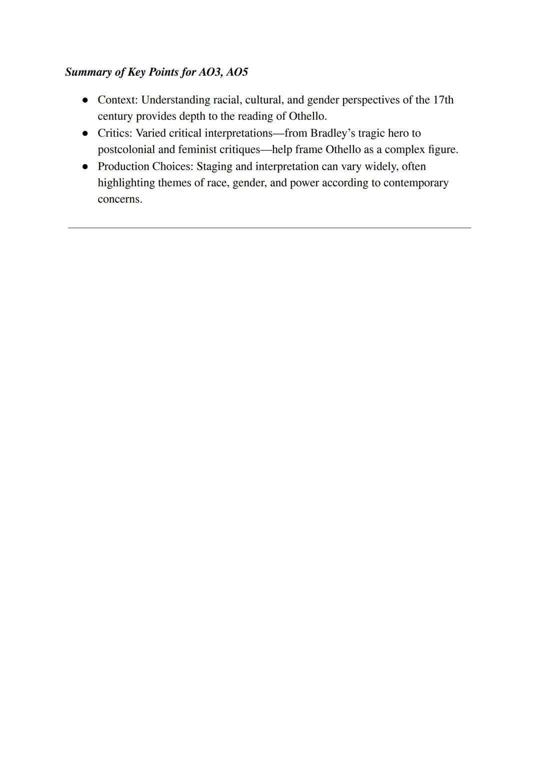 A01: Detailed, Informed Responses
Demonstrate a thorough understanding of the play's characters, themes, and plot.
.
Key ideas to explore in
