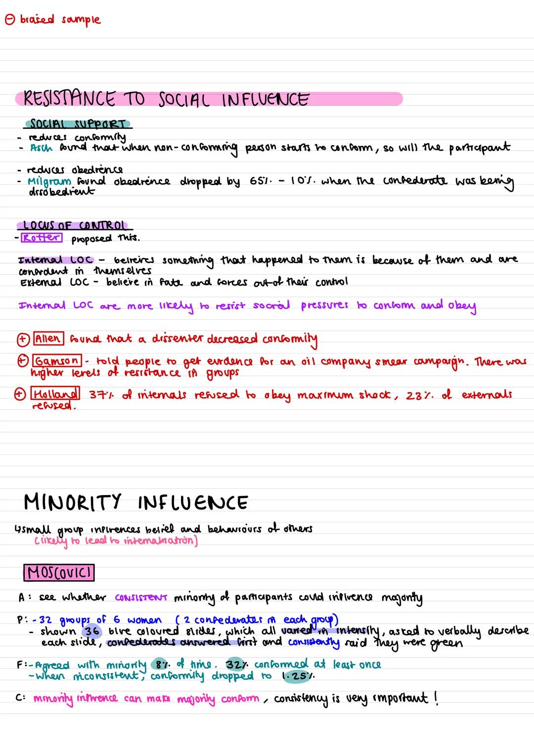 -
Conformity changing your behaviour due to actual or imagined pressure from a peer
group.
TYPES:
compliance - public belief changes, privat