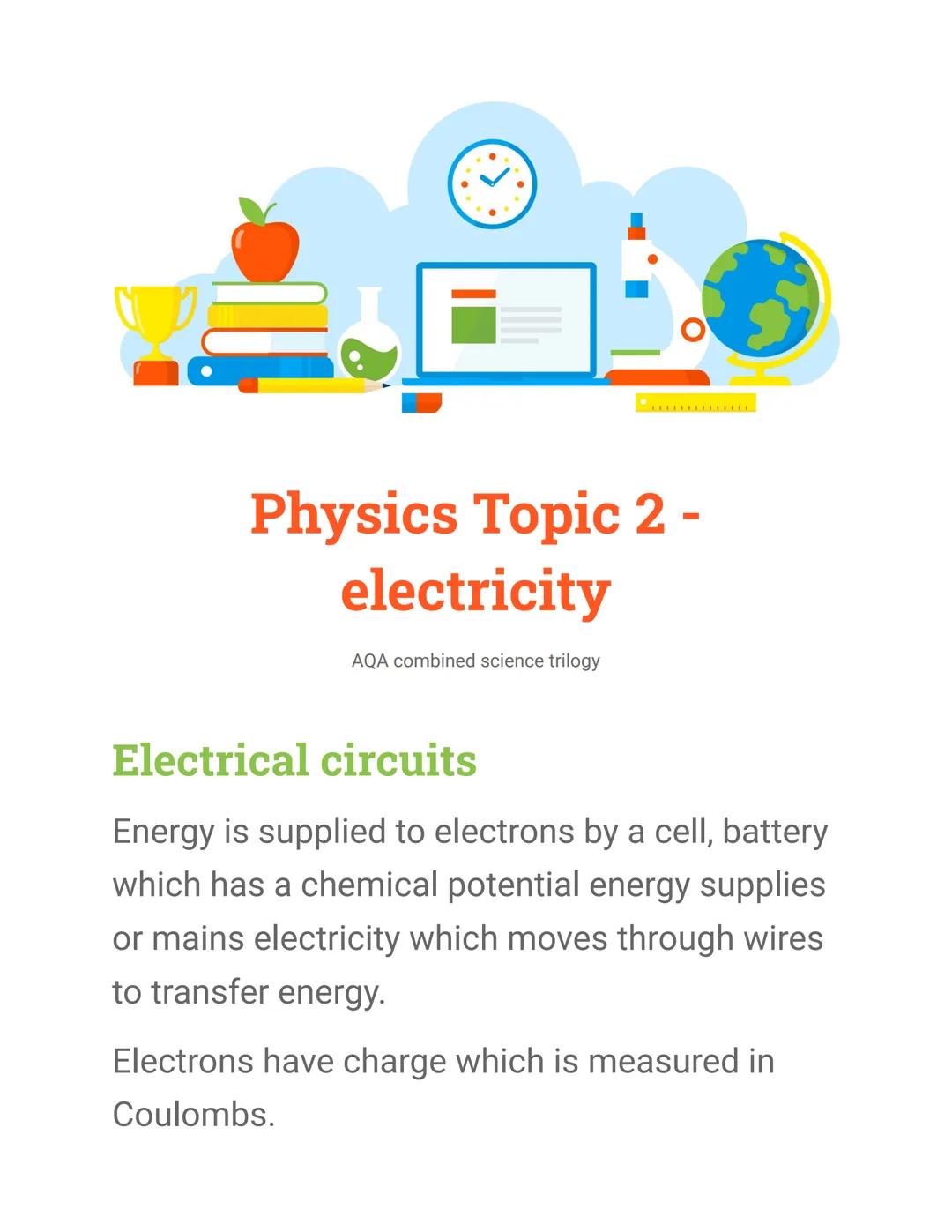 AQA combined science- electricity