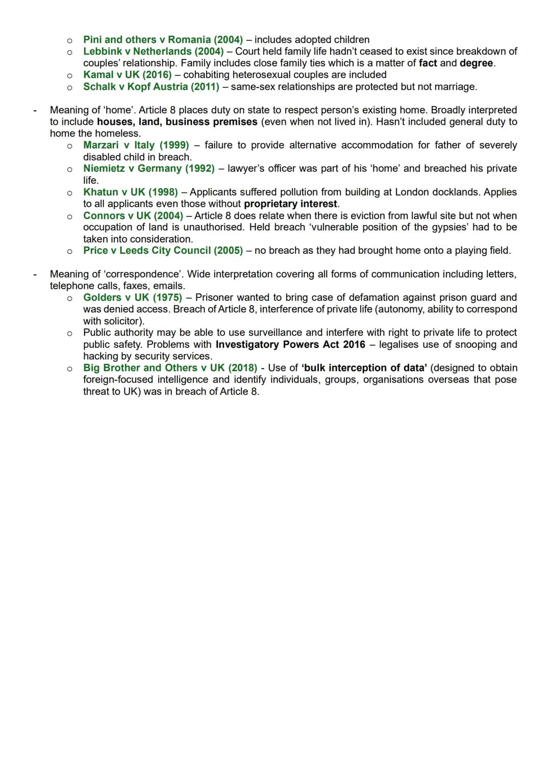 # Article 8 Scenario Question Structure
- Determine who the claimant/defendant is.
- Define Article 8(1) - Everyone has the right to respec