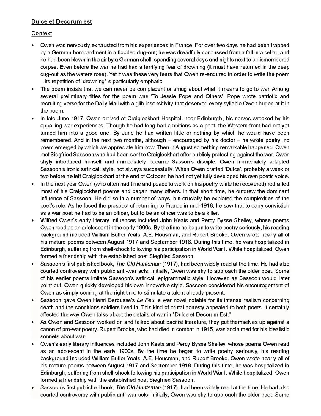 Dulce et Decorum est by Wilfred Owen