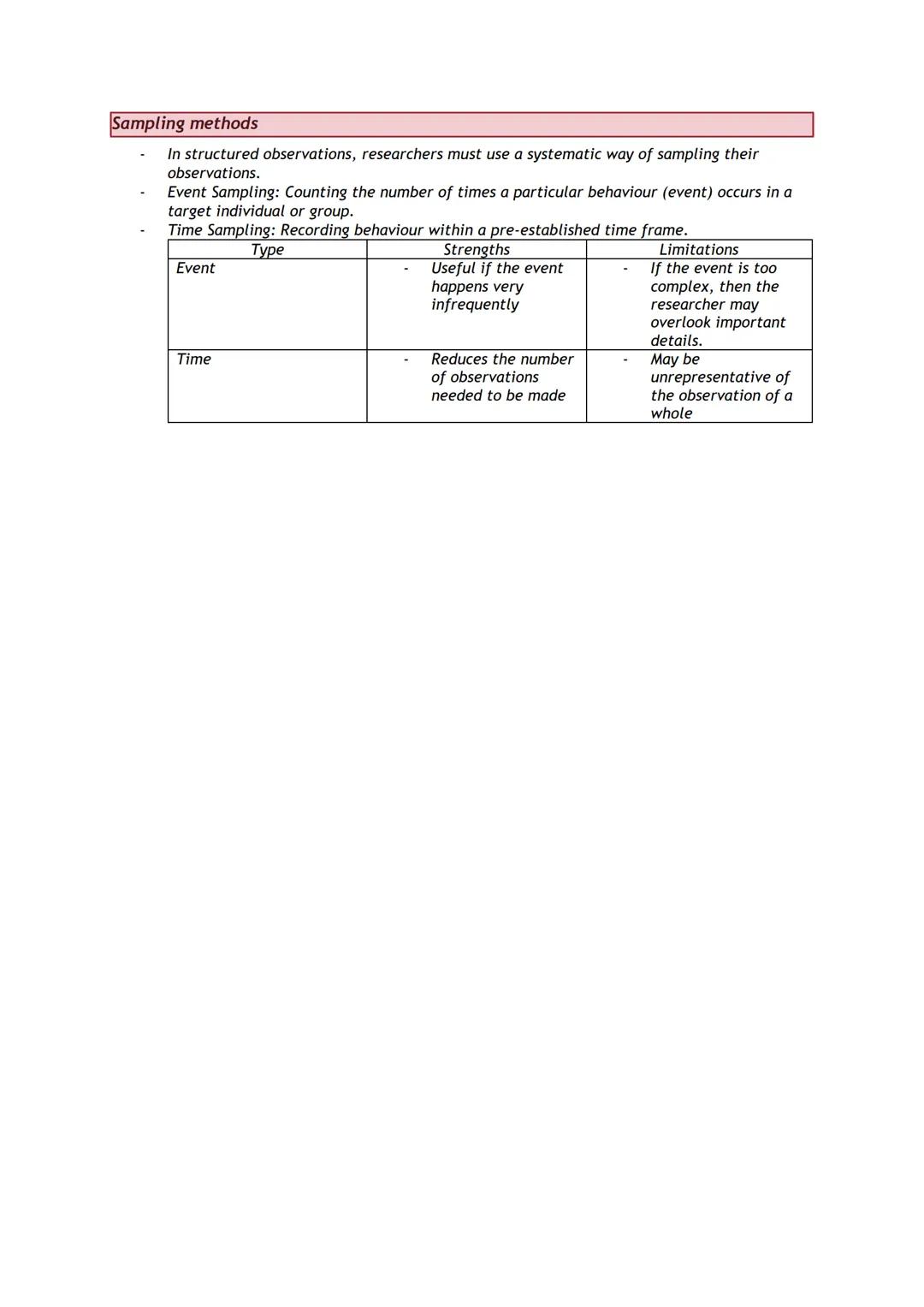 Experimental Methods
Lab experiments
A lab experiment is carried out in a well-controlled environment.
These experiments are not just in lab