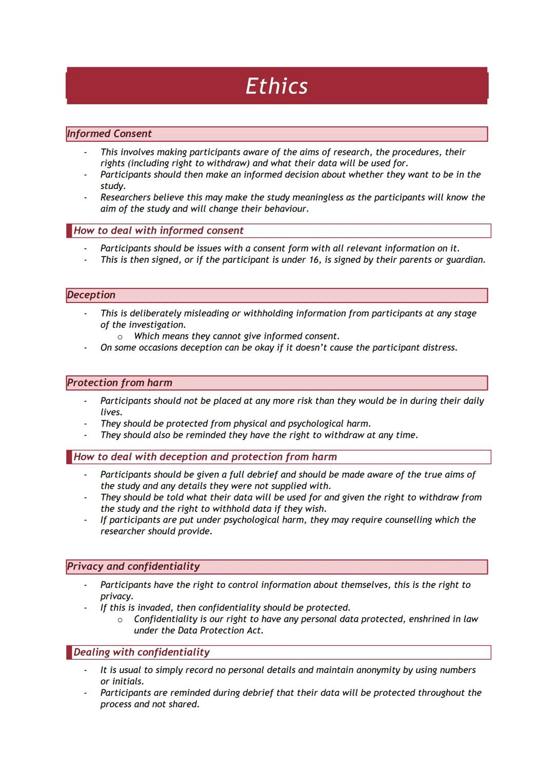 Experimental Methods
Lab experiments
A lab experiment is carried out in a well-controlled environment.
These experiments are not just in lab